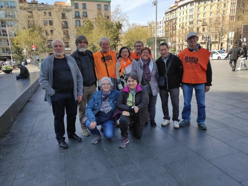 Militants de l'ACO i la GOAC que pertanyen a la Marea Pensionista, en una de les manifestacions dels dilluns.