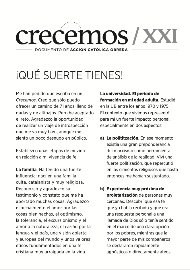 Crecemos n. 21: “¡Qué suerte tienes!”