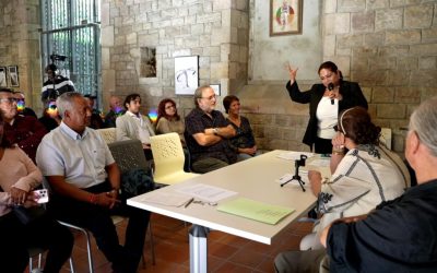 Momento del encuentro con la comunidad ecuatoriana en Sant Pau del Camp.
